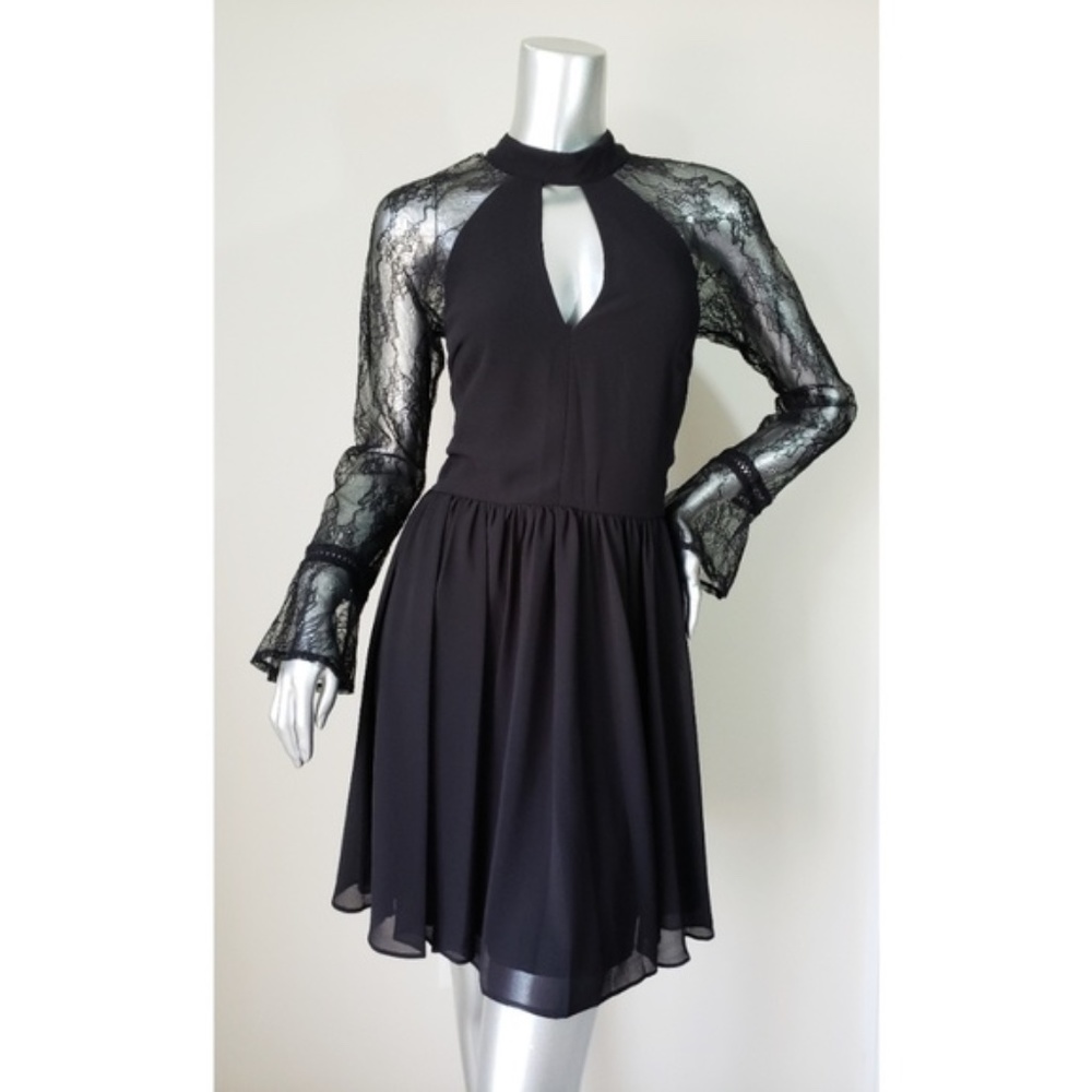 NWT My Michelle Black Lace Sleeve Dress - Picture 1 of 3